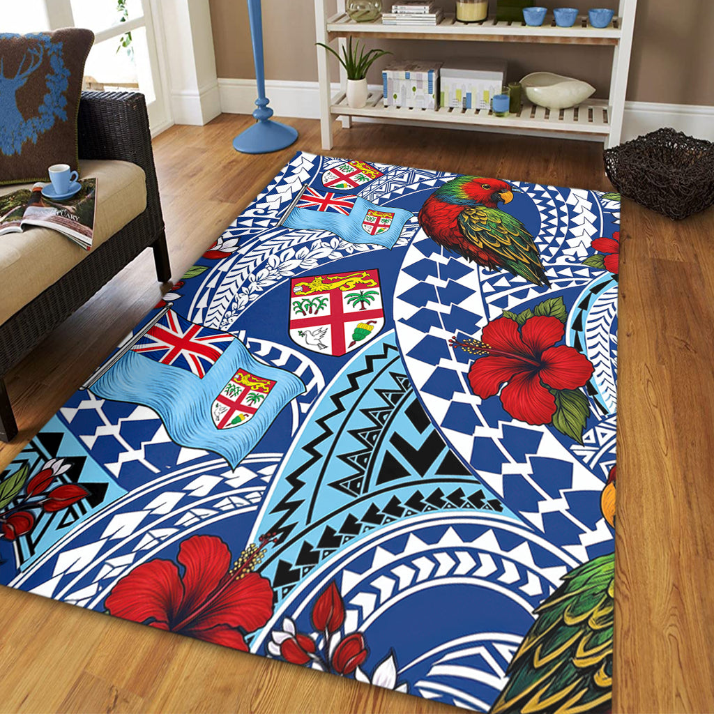 Fiji Area Rug Kula Parrot Flag Hibiscus Tribal Style-Myprintsy