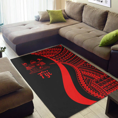 Fiji Area Rug - Red Polynesian Tentacle Tribal Pattern Crest-Myprintsy