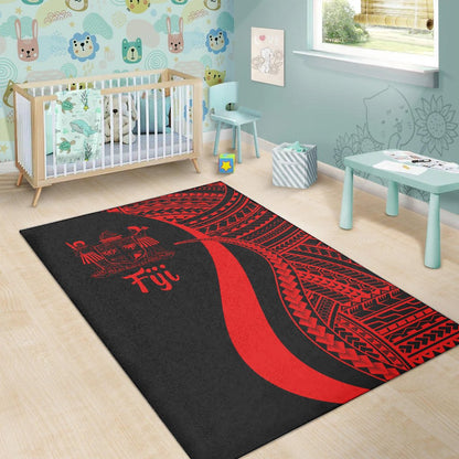 Fiji Area Rug - Red Polynesian Tentacle Tribal Pattern Crest-Myprintsy