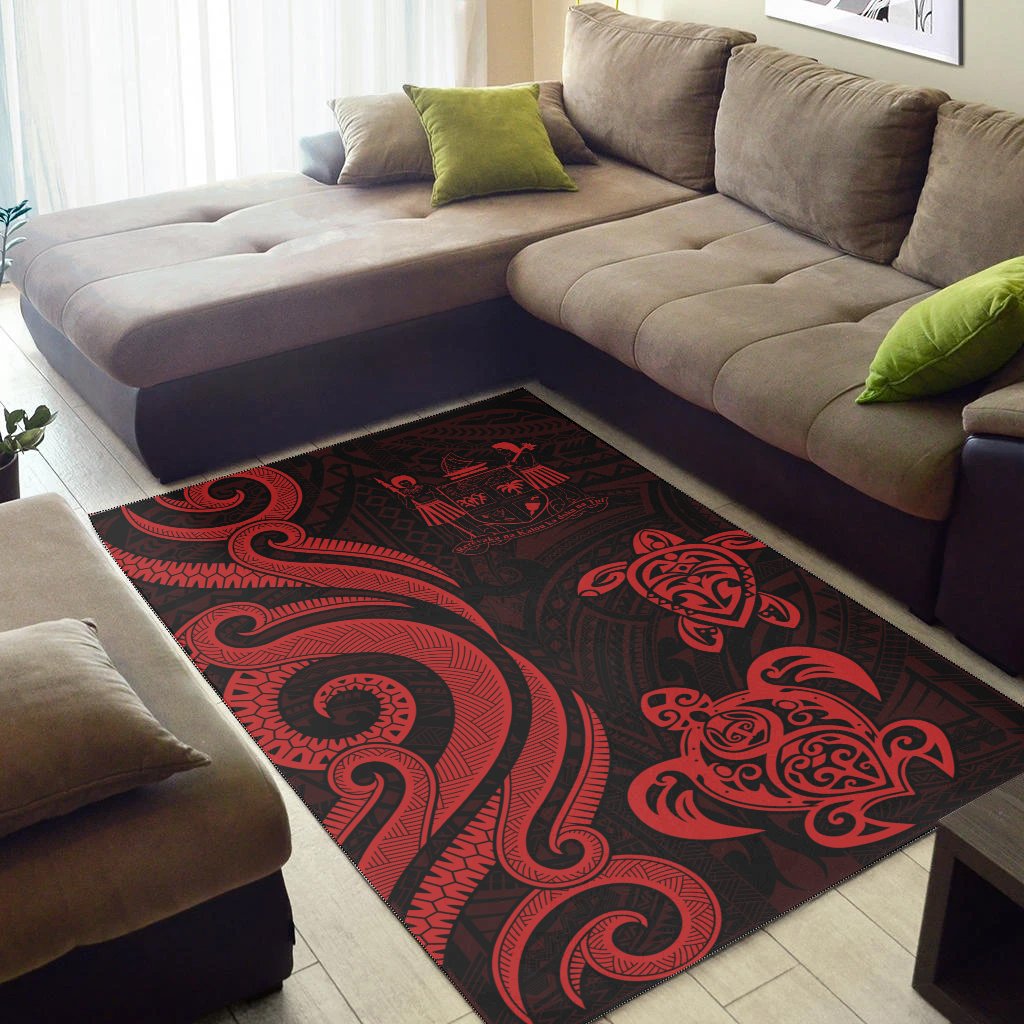 Fiji Area Rug - Red Tentacle Turtle Crest-Myprintsy