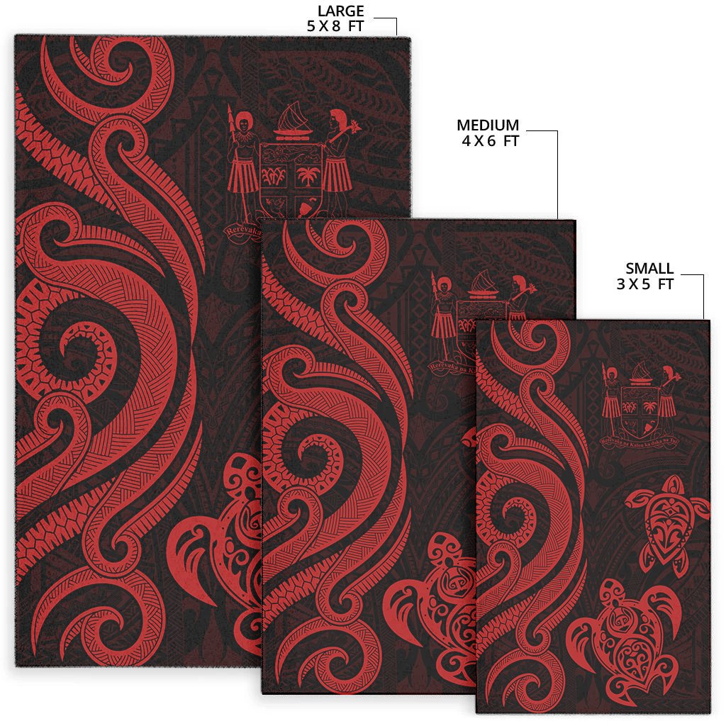 Fiji Area Rug - Red Tentacle Turtle Crest-Myprintsy
