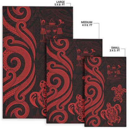 Fiji Area Rug - Red Tentacle Turtle Crest-Myprintsy