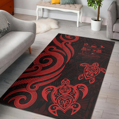Fiji Area Rug - Red Tentacle Turtle Crest-Myprintsy