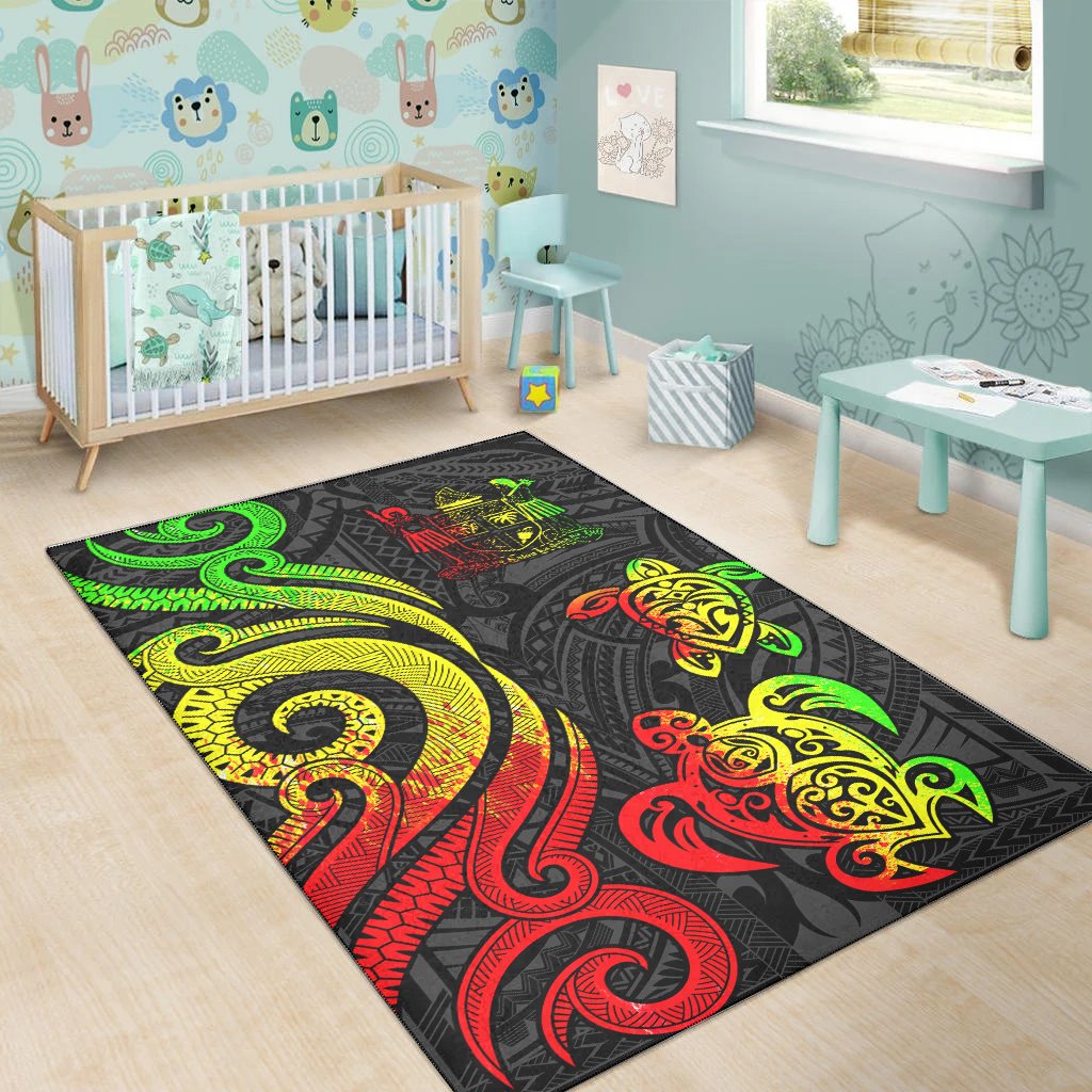 Fiji Area Rug - Reggae Tentacle Turtle Crest-Myprintsy
