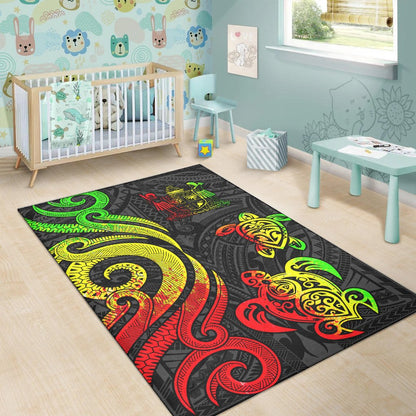 Fiji Area Rug - Reggae Tentacle Turtle Crest-Myprintsy
