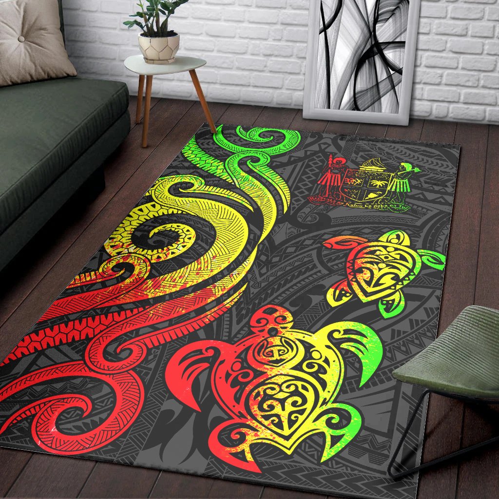 Fiji Area Rug - Reggae Tentacle Turtle Crest-Myprintsy