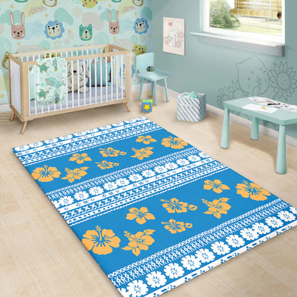 Fiji Area Rug Tapa Flower Fabric Print-Myprintsy