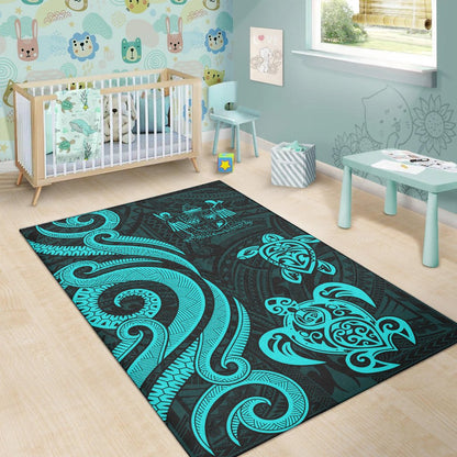 Fiji Area Rug - Turquoise Tentacle Turtle Crest-Myprintsy