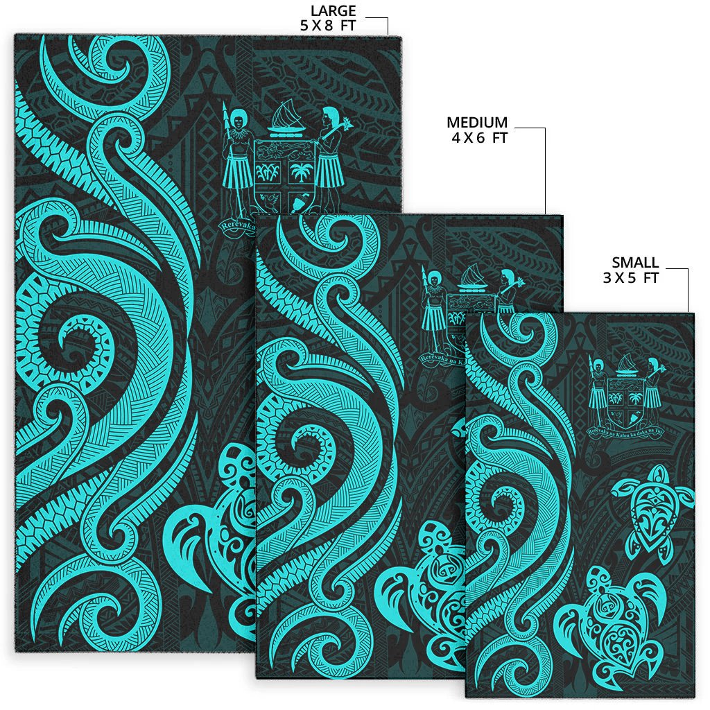Fiji Area Rug - Turquoise Tentacle Turtle Crest-Myprintsy