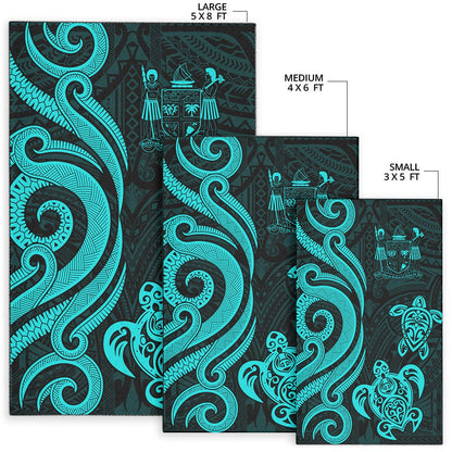 Fiji Area Rug - Turquoise Tentacle Turtle Crest-Myprintsy