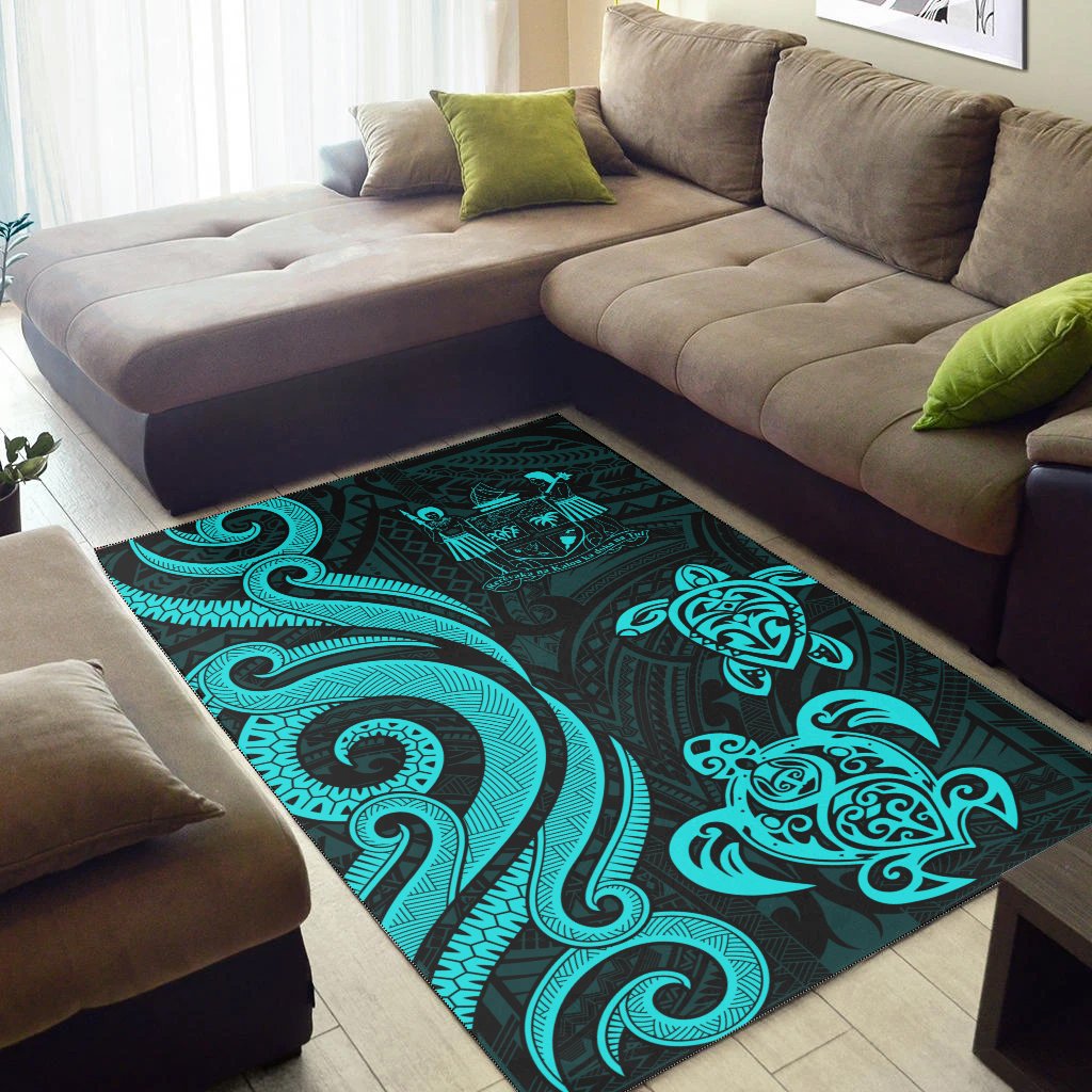 Fiji Area Rug - Turquoise Tentacle Turtle Crest-Myprintsy