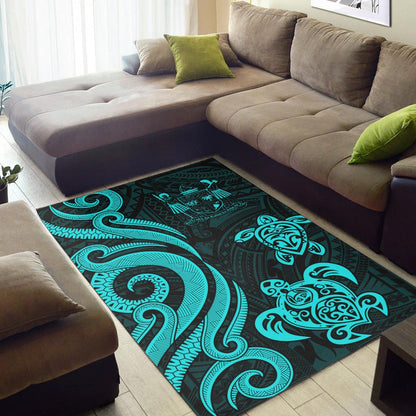 Fiji Area Rug - Turquoise Tentacle Turtle Crest-Myprintsy