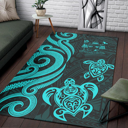 Fiji Area Rug - Turquoise Tentacle Turtle Crest-Myprintsy