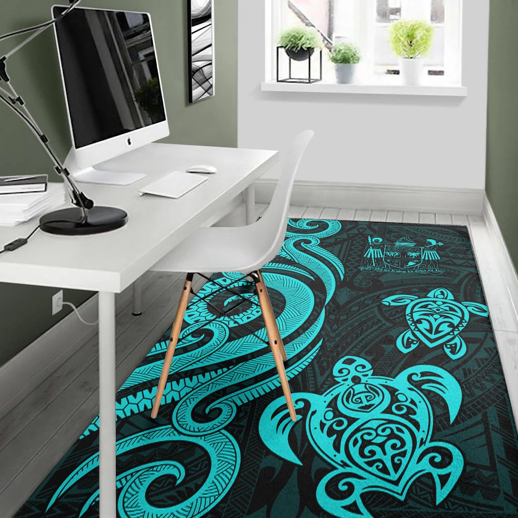 Fiji Area Rug - Turquoise Tentacle Turtle Crest-Myprintsy