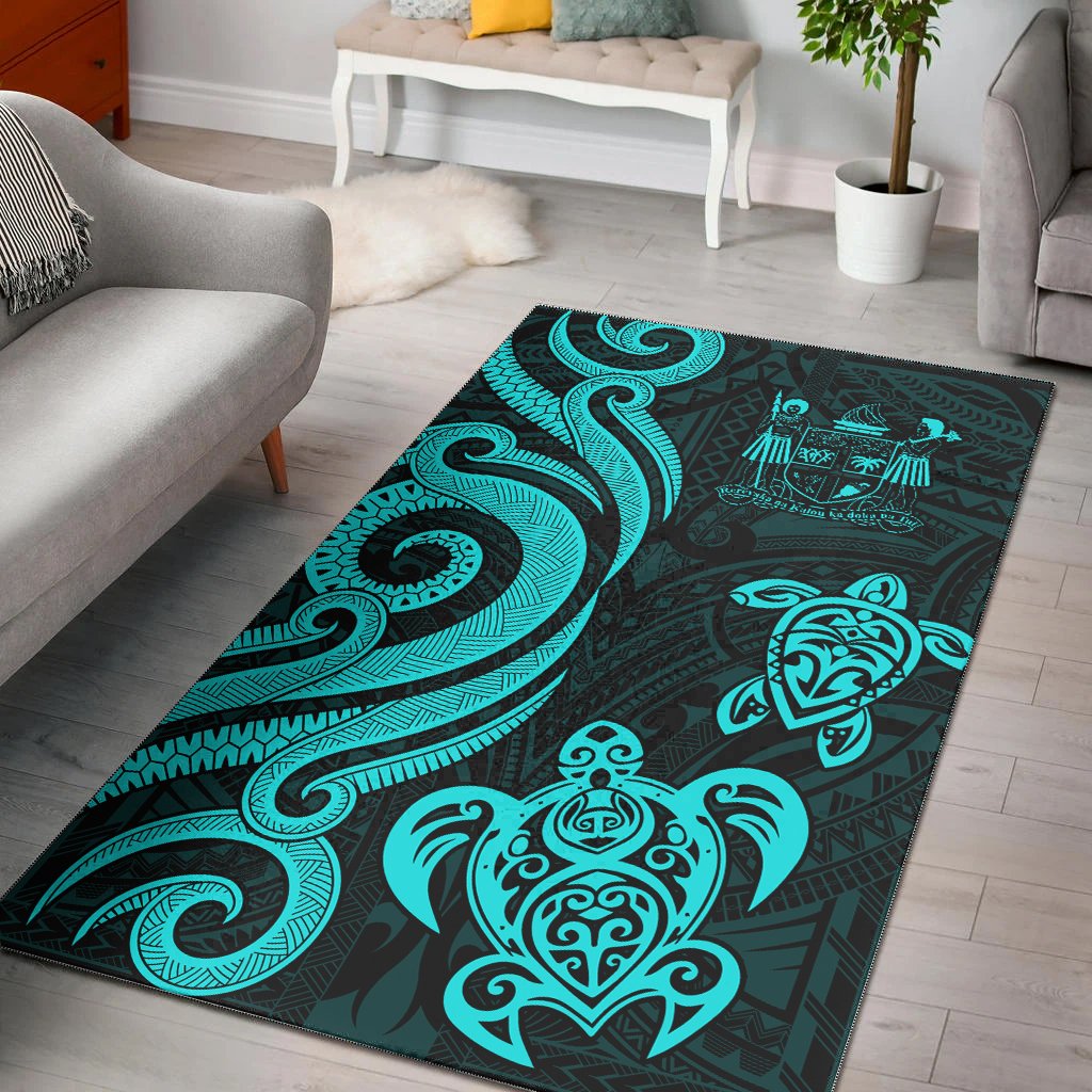 Fiji Area Rug - Turquoise Tentacle Turtle Crest-Myprintsy