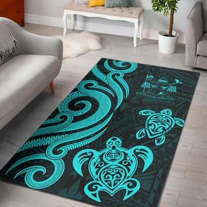 Fiji Area Rug - Turquoise Tentacle Turtle Crest-Myprintsy
