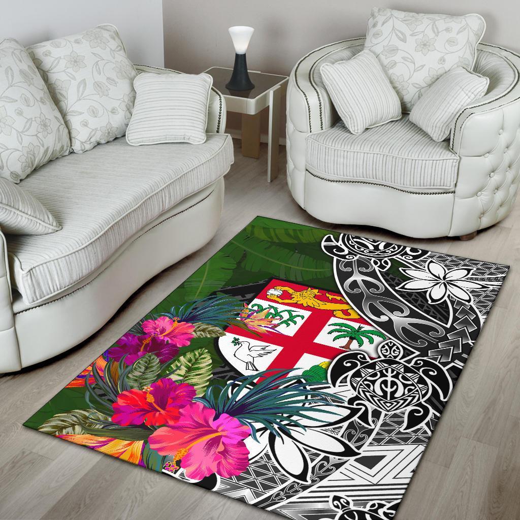 Fiji Area Rug - Turtle Plumeria Banana Leaf-Myprintsy