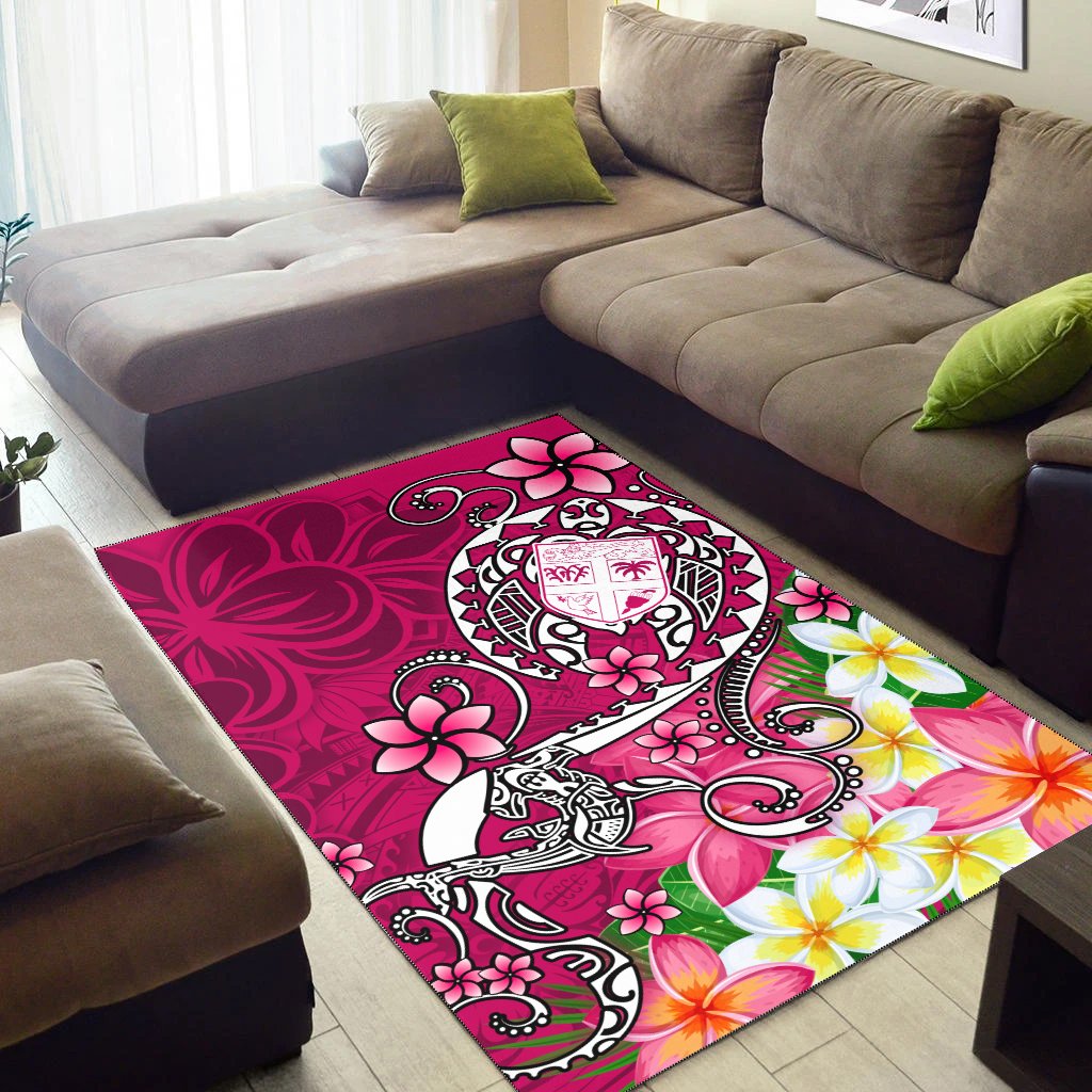 Fiji Area Rug - Turtle Plumeria (Pink)-Myprintsy