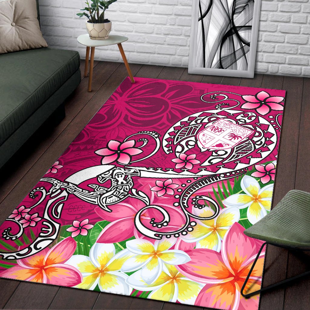 Fiji Area Rug - Turtle Plumeria (Pink)-Myprintsy
