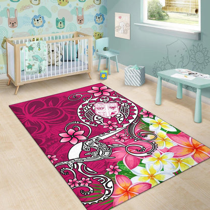 Fiji Area Rug - Turtle Plumeria (Pink)-Myprintsy