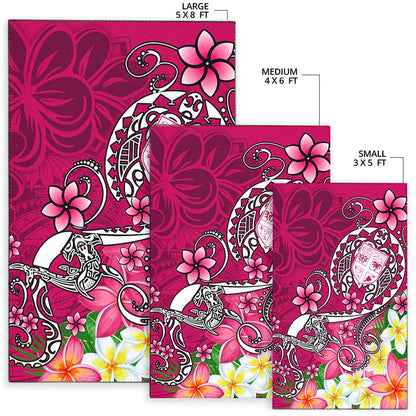 Fiji Area Rug - Turtle Plumeria (Pink)-Myprintsy