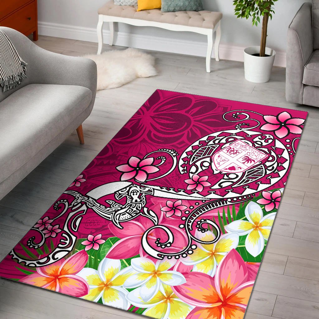 Fiji Area Rug - Turtle Plumeria (Pink)-Myprintsy