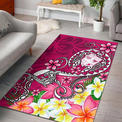 Fiji Area Rug - Turtle Plumeria (Pink)-Myprintsy