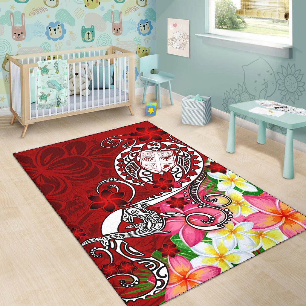 Fiji Area Rug - Turtle Plumeria (Red)-Myprintsy