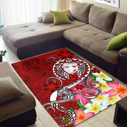 Fiji Area Rug - Turtle Plumeria (Red)-Myprintsy