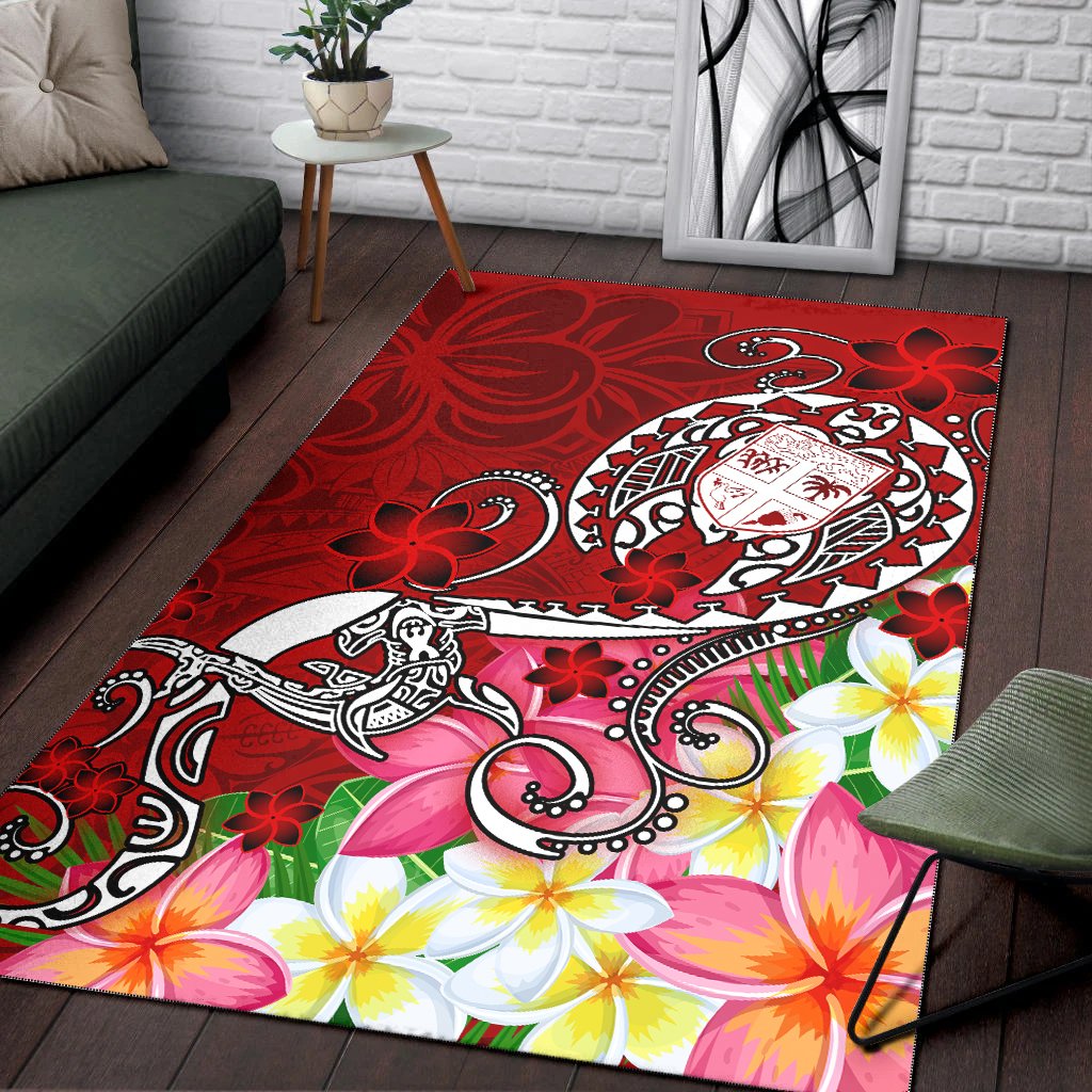 Fiji Area Rug - Turtle Plumeria (Red)-Myprintsy
