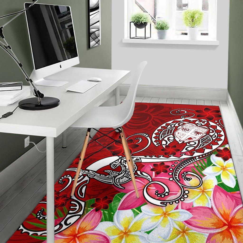 Fiji Area Rug - Turtle Plumeria (Red)-Myprintsy