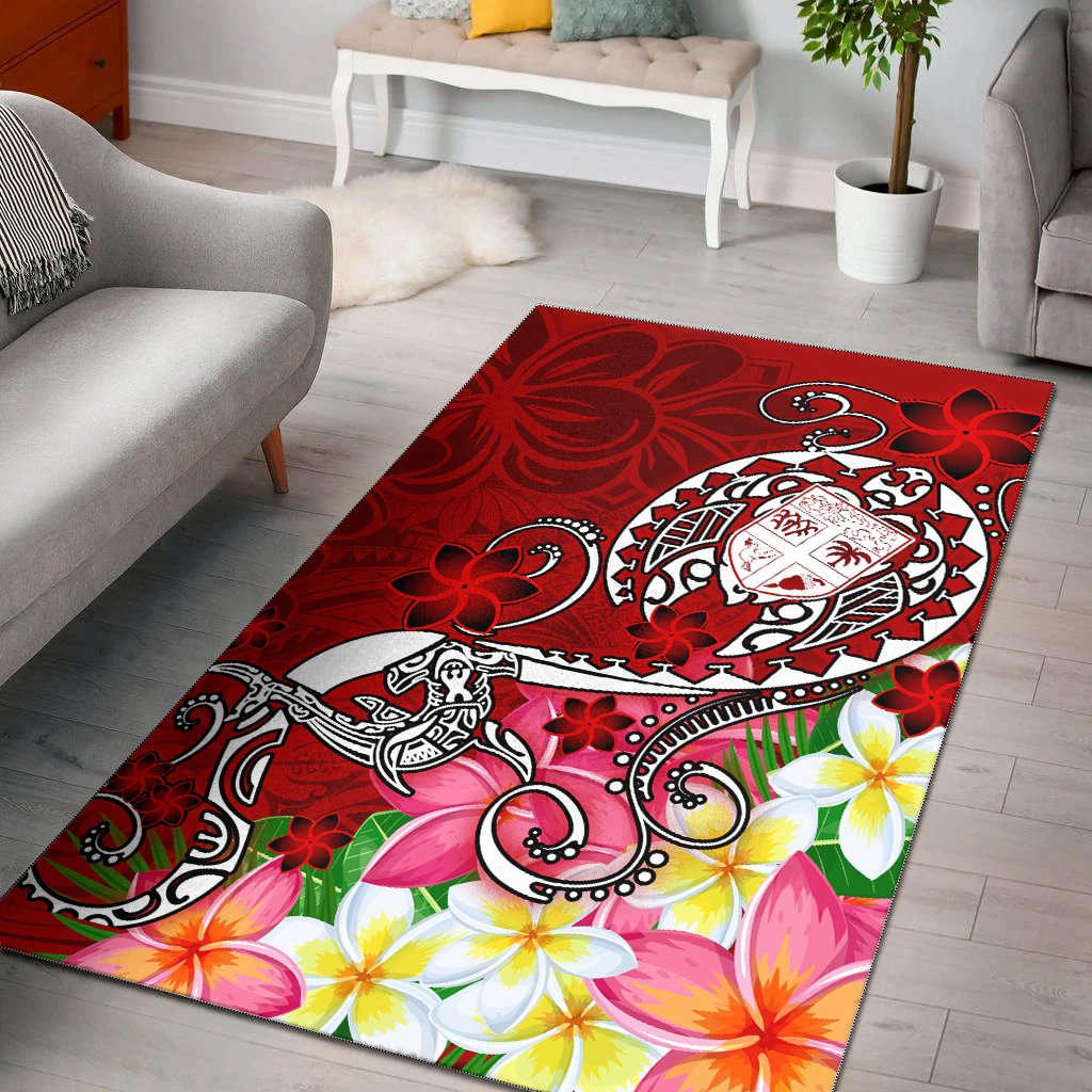 Fiji Area Rug - Turtle Plumeria (Red)-Myprintsy