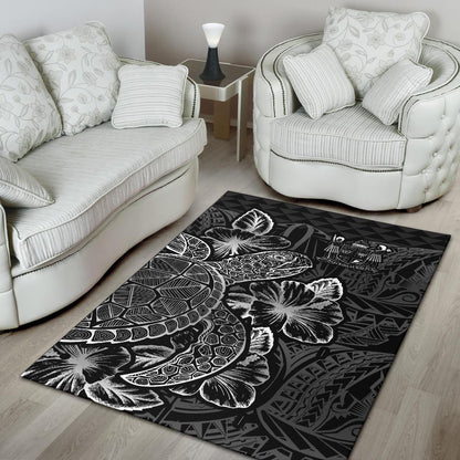Fiji Area Rugs Turtle Hibiscus Black-Myprintsy