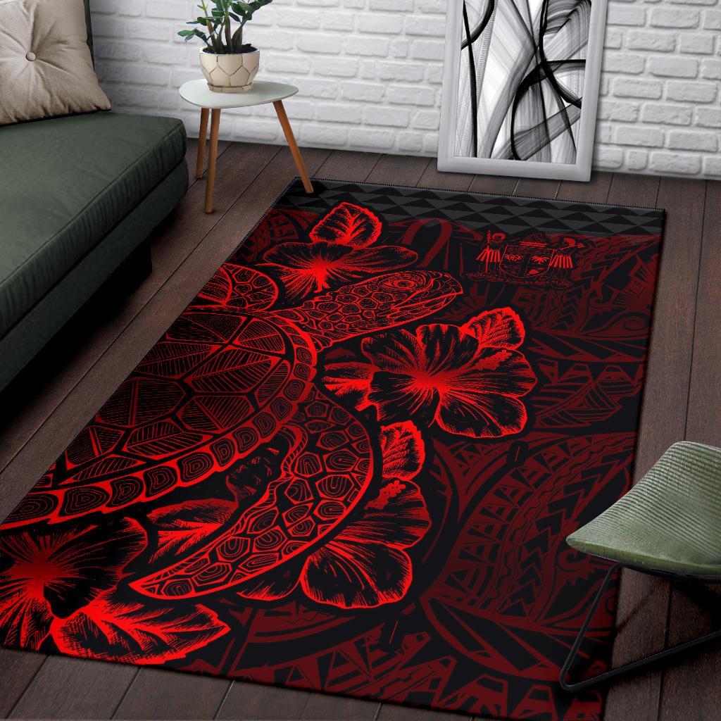 Fiji Area Rugs Turtle Hibiscus Red-Myprintsy