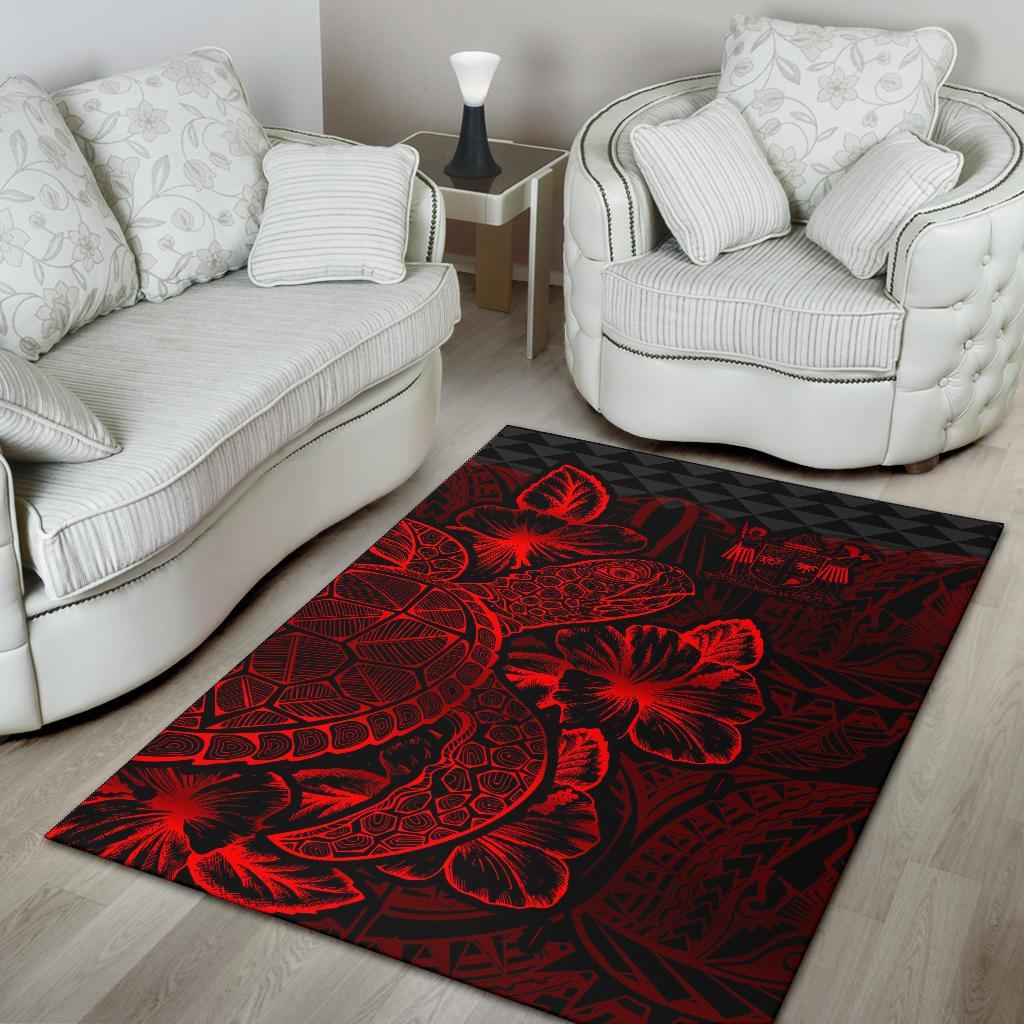 Fiji Area Rugs Turtle Hibiscus Red-Myprintsy