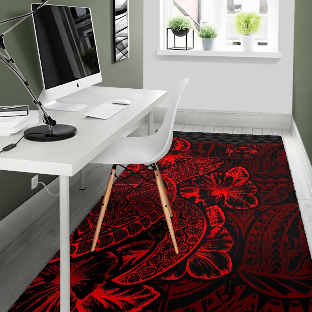 Fiji Area Rugs Turtle Hibiscus Red-Myprintsy