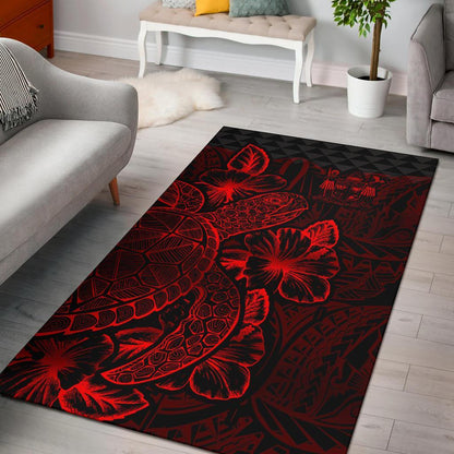 Fiji Area Rugs Turtle Hibiscus Red-Myprintsy