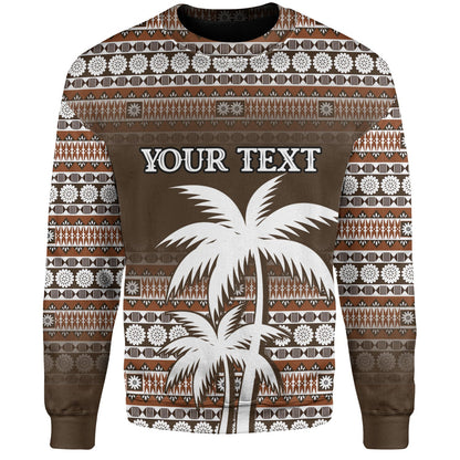 Fiji Sweatshirt Custom Bula Fiji Masi Brown Patterns