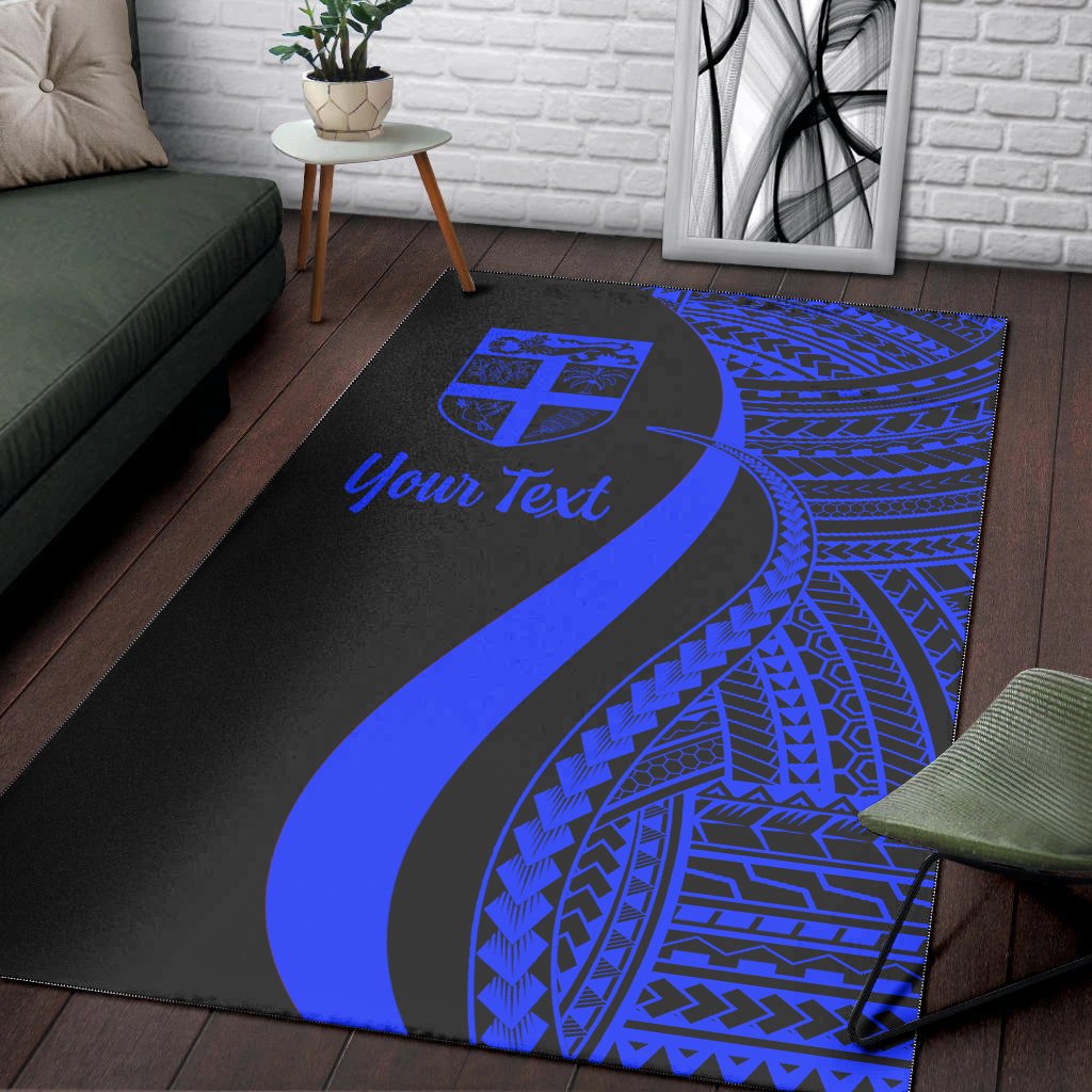 Fiji Custom Personalised Area Rug - Blue Polynesian Tentacle Tribal Pattern-Myprintsy