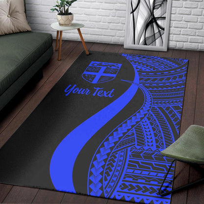 Fiji Custom Personalised Area Rug - Blue Polynesian Tentacle Tribal Pattern-Myprintsy