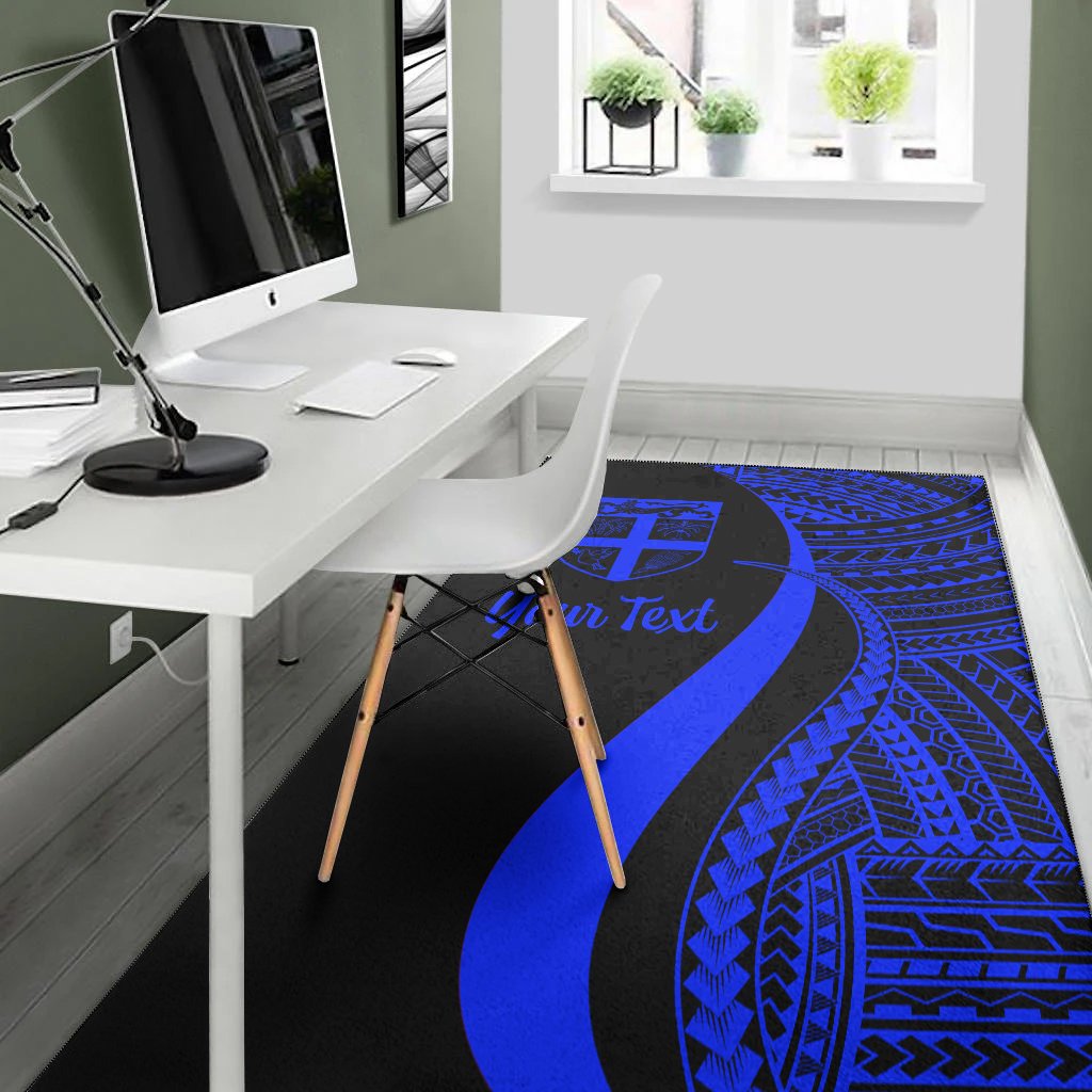 Fiji Custom Personalised Area Rug - Blue Polynesian Tentacle Tribal Pattern-Myprintsy