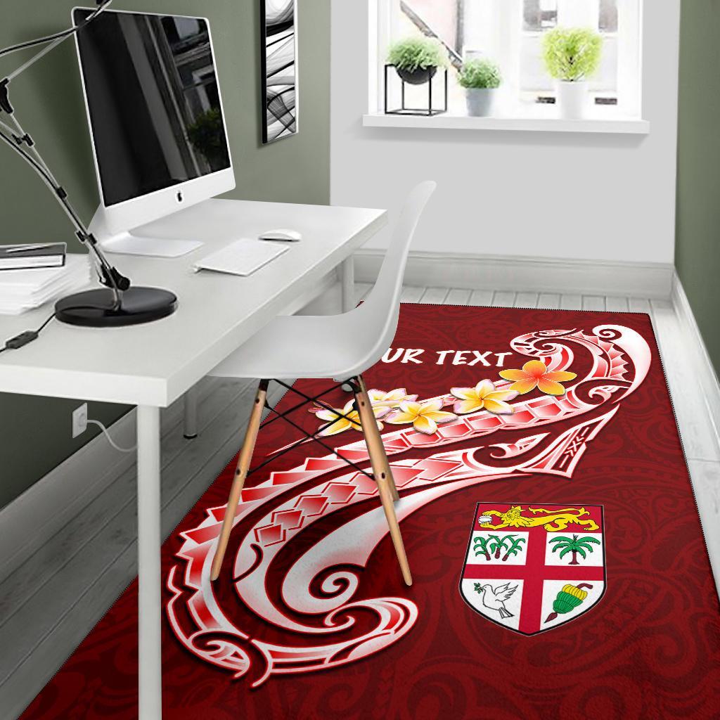 Fiji Custom Personalised Area Rug - Fiji Seal Polynesian Patterns Plumeria (Red)-Myprintsy