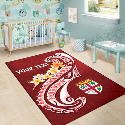 Fiji Custom Personalised Area Rug - Fiji Seal Polynesian Patterns Plumeria (Red)-Myprintsy