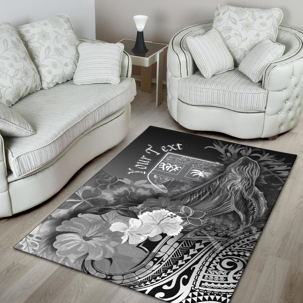 Fiji Custom Personalised Area Rug - Humpback Whale with Tropical Flowers (White)-Myprintsy