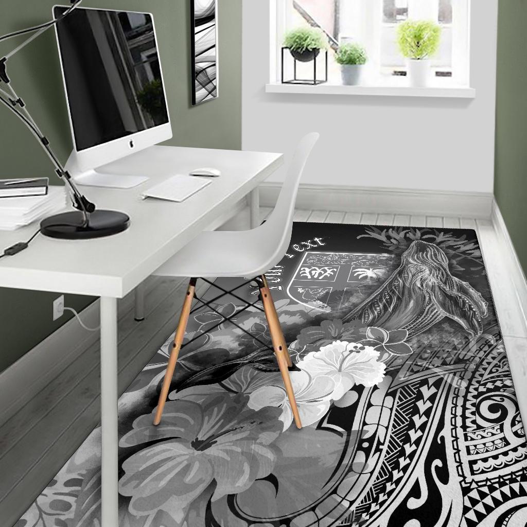 Fiji Custom Personalised Area Rug - Humpback Whale with Tropical Flowers (White)-Myprintsy