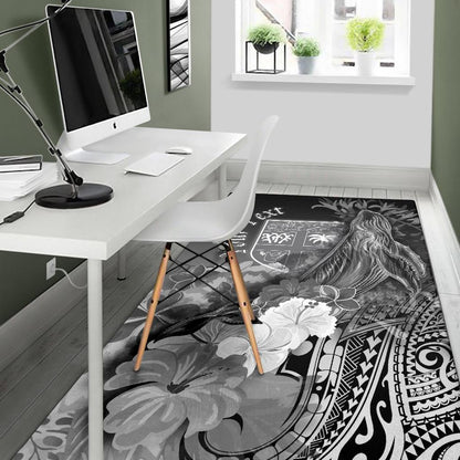 Fiji Custom Personalised Area Rug - Humpback Whale with Tropical Flowers (White)-Myprintsy