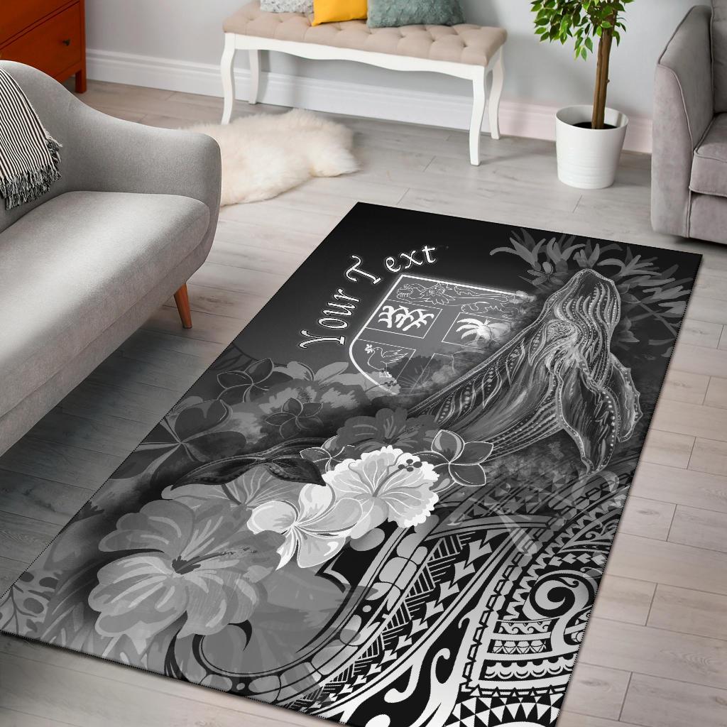 Fiji Custom Personalised Area Rug - Humpback Whale with Tropical Flowers (White)-Myprintsy