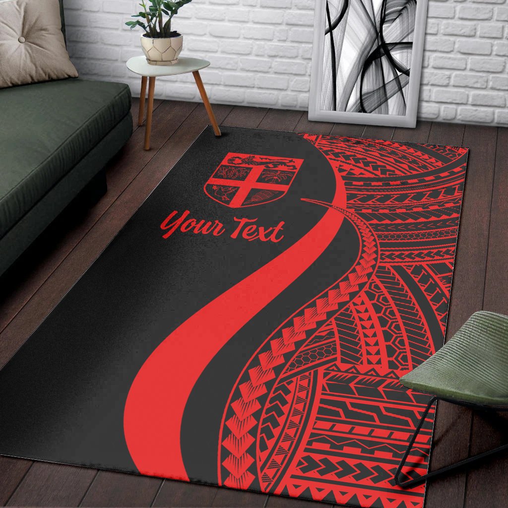 Fiji Custom Personalised Area Rug - Red Polynesian Tentacle Tribal Pattern-Myprintsy