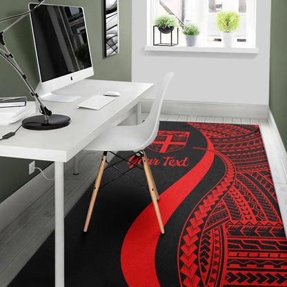 Fiji Custom Personalised Area Rug - Red Polynesian Tentacle Tribal Pattern-Myprintsy
