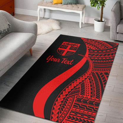 Fiji Custom Personalised Area Rug - Red Polynesian Tentacle Tribal Pattern-Myprintsy